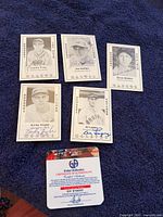 Photo showing all five autographed Brooklyn/Los Angeles Dodgers cards from the 1990s Don Russ greats series, four with Certificates of Authenticity