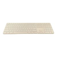 Apple Magic Keyboard with white keys and numeric keypad, top angle showing full layout including Touch ID sensor