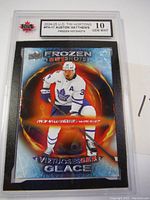 Front view of 2024-25 U.D. Tim Hortons Auston Matthews Frozen Hotshots hockey card graded Gem Mint 10 by KSA.