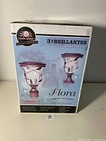 Photo of the box showing front side with product name and images of two solar lantern-style lights.