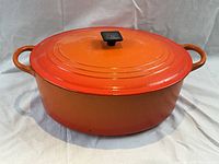 Closed oval Dutch oven front view