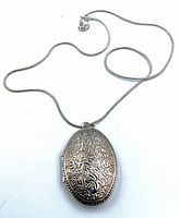 Full view of locket pendant and chain laid flat