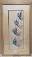 Full framed Asian abstract flower watercolor painting showing the entire artwork, frame, and matte design.