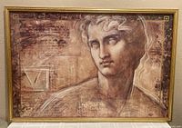 Full view of the framed classical print showing the entire artwork and gold frame.