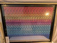 Framed colorful dolphin 3D stereogram poster with black and gold frame showing multicolored wave pattern.