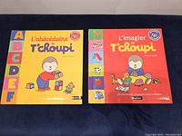Front covers of two T-Choupi interactive books, showing colorful illustrations and titles
