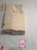 Closed box labeled with 'Score Hockey 90/91 CDN #s 1-440' containing the card set.