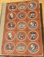 Front cover showing decorative American historical themed illustrations in circles on a brown background.