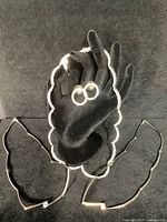 Photo showing all five jewelry pieces: scallop link rhinestone choker with clear stones arranged scalloped, two silver tone bar link chokers with central clear stones, ring held on a black display hand, and rhinestone circle post earrings attached to the same black display hand.