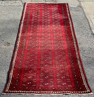 Full view of rug showing overall geometric pattern and runner proportions.