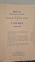 Title page of White Ace Historical Album for regular postage issues of Canada, showing publication details and copyright date.