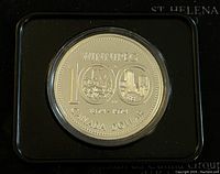 Obverse side of the coin showing the inscription 'WINNIPEG 100 1874-1974 CANADA DOLLAR' with symbolic images commemorating Winnipeg's centennial.