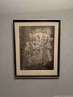 Full view of framed Joan of Arc print on wall illustrating overall condition and framing.