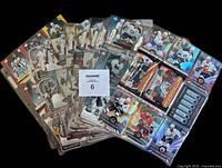 Overview of 110 cards in Ultra Pro Platinum binder pages fanned out