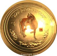 Front side of the token showing a colored horse and decorative border details.