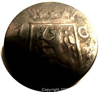 Obverse side showing crowned coat of arms with lion and denomination '1 CT'.