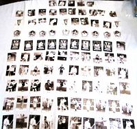 Multiple assorted Babe Ruth baseball trading cards laid out on a white surface, showing a variety of images and card designs.