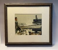 Front view of the framed watercolor painting