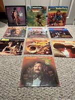 All ten James Last LP records laid out showing front covers