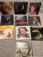 All 10 Neil Diamond LP record jackets laid out on carpet