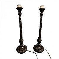 Full view of both matching dark bronze lamp bases