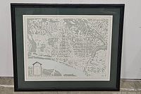 Full view of the framed map print of Georgetown, DC.
