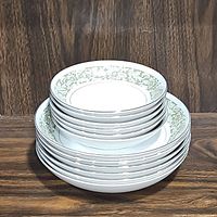 Stack of 6 soup/salad bowls on bottom with 6 smaller dessert bowls stacked on top