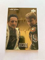 Front view of 1998 Upper Deck McDonalds Walter Gretzky hockey card showing Walter Gretzky and Wayne Gretzky.