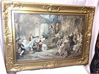 Front view of the framed lithograph showing the full artwork and ornate gold frame