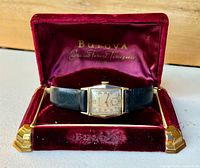 Watch in open original red velvet Bulova box