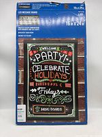 Front view of the Everbilt LED message board in its packaging with colorful message display