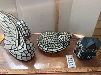 All three stained glass lamps shown together