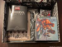 Lootcrate Marvel Daredevil Desk Tray in box showing tray and coloured comic illustrations on packaging.
