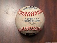Photo of the Rawlings official Florida State League baseball showing branding and league stamp