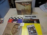 Stack of LPs with Led Zeppelin II cover at front