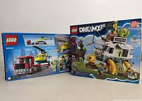 Two LEGO box sets standing side by side: Dreamzzz 71456 and City Rescue Helicopter 60343.