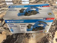 Closed Mastercraft planer box showing product image and branding with 6A and 3 1/4 inch cutting width specifications.