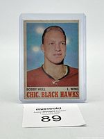 Front of Bobby Hull hockey card showing player portrait, name, position, and team.
