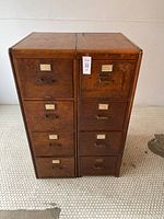 Front view of double-wide file cabinet with eight drawers