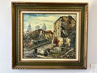 Front view of the framed oil painting showing full composition and frame details