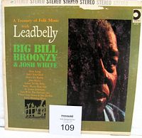 Front cover of the vinyl album showing the title, artists, and photo of Leadbelly's face.