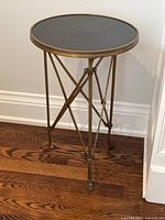 Full front view of table against wall