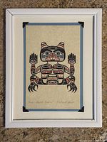 Framed print of Kwa Gulth Beaver by Richard Hunt with visible title and artist's name handwritten below the image.