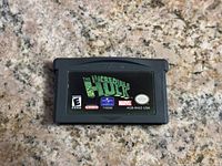Front view of The Incredible Hulk game cartridge showing label with game title, rating, and logos