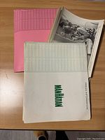 Photo of Manhattan press information folder and another pink press folder on wooden surface.