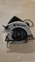 Front view of the Black & Decker circular saw showing blade size and brand