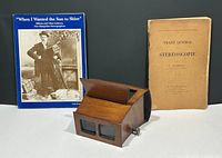 Front view of stereoscopic viewer with both books in background