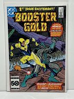 Front cover of Booster Gold #1 comic book showing the title, main characters in action, and issue details.