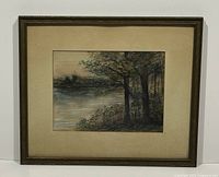 Full view of framed watercolour painting showing overall condition and framing.