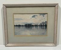 Framed watercolour painting showing the full frame and matte with visible minor wear.